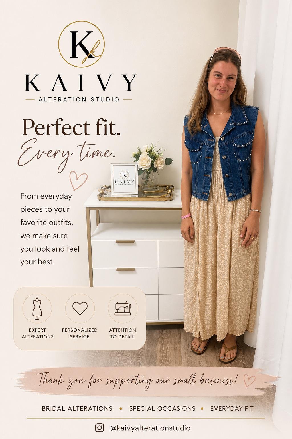 Denim vest and dress restyled and altered at Kaivy Alteration Studio